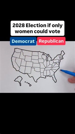 2028 Election if only women could vote #usa #unitedstates #map #geography #states | Drawingmapswithme
