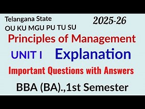 Principles of Management| UNIT-1 Explanation | 2025-26 | BB.A ( Business Analytics )1st semester OU