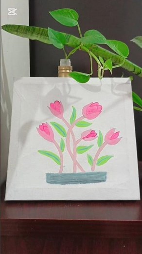 #canvaspainting Tulip Rose Printing on Canvas | Tulip Rose Art on Canvas | Easy Flower Painting