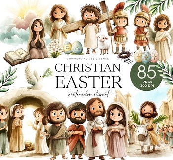 Christian Easter Clipart, Kids Bible Style, Jesus, He Is Risen