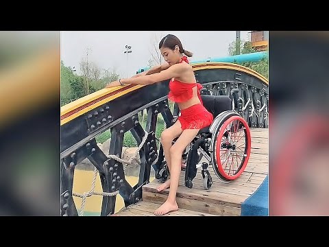 Pretty Paraplegic Girl Trying to Walk #1