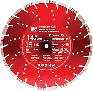 Grip-Rite GRCOMBOP14 Combination Diamond Blade, 14-Inch for Gas Cut-off Saw and Electric Chop Saw, 1 Each