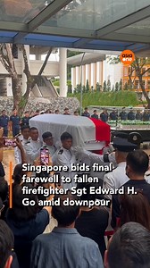 26K views · 369 reactions | Family, friends and about 250 Singapore Civil Defence Force officers braved the rain on Tuesday (Dec 13) to bid farewell to fallen NSF firefighter Sgt Edward H. Go in a ceremonial funeral at the Mandai Crematorium and Columbarium. Read more: https://bit.ly/3YhJQo3 Live coverage at Mandai: https://bit.ly/3hpSHDC | AsiaOne | Facebook