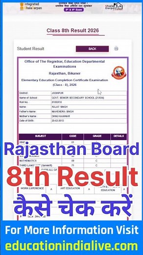 Rajasthan 8th Class Board Result 2026 Kaise Dekhe ? RBSE 8th Class Result 2026 Kaise Dekhe ?