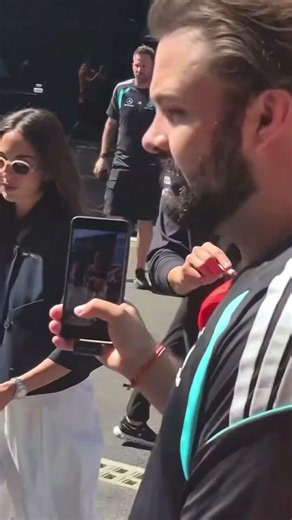 George Russell arrives with Girlfriend Carmen in Hungary Paddock