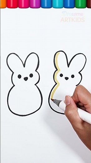 Easy Peeps Bunny Marshmallow Drawing 🐰✨ #shorts #drawing #art