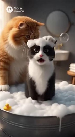 Aren't you going to help me take a bath? #cat #cute