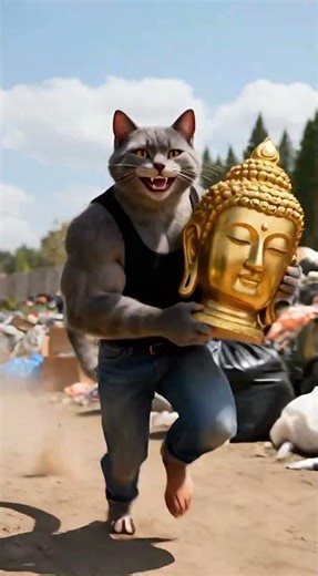 The Golden World in the Refrigerator!#shorts #shortvideo #short #cat #funny #movie