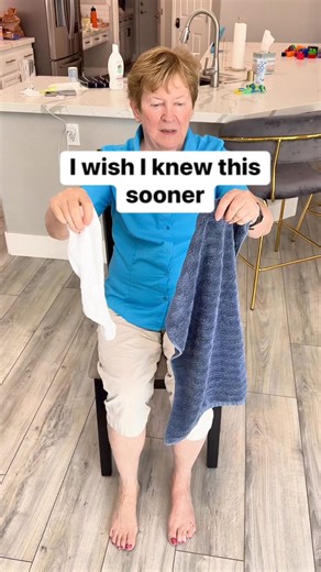 Use a towel to put on socks #tips #socks #clothing #grandma | Liz & Jeff