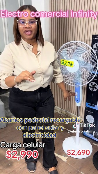 Abanico Recargable Solar y Eléctrico en Santo Domingo