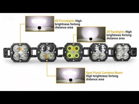 20-52 Inch 30W Cube LED Pod Light Spot Flood Combo Beam Work