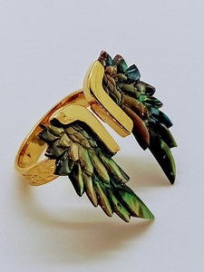 Carved Shell Wing Ring - Etsy