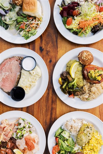 Don't know what to choose? Don't worry! Join us for Thursday Prime Rib Buffet nights at Duke's Waikiki. We have all your favorites including Banana Mac Nut Muffins, Macadamia Nut Crusted Fresh Catch, and of course, Slow Roasted Greater Omaha's Angus Beef Prime Rib! What are you waiting for? Book your reservation today! | Duke's Waikiki