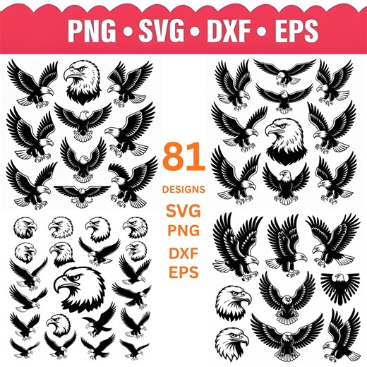 81 Eagle SVG Bundle, Bald Eagle Svg, Flying Eagle Png, Patriotic Eagle Svg, Eagle Head Svg, Eagle Silhouette Cut Files for Cricut & Laser - Etsy
