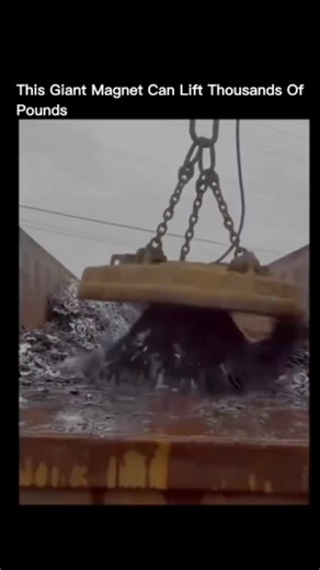 Tech | Innovation | AI on Instagram: "You are looking at a giant industrial magnet lifting tons of metal as if it weighs nothing. What feels like magic is actually pure physics at work. When electric current flows through tightly wound coils inside the magnet, it creates an intense electromagnetic field. That invisible force instantly attracts ferrous metals like steel, locking massive loads in place within seconds. With a simple switch, operators can turn the field on to lift thousands of pound