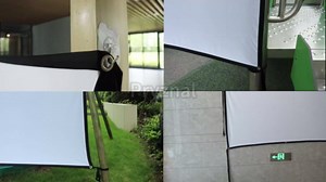 84 Inch Foldable Projector Screen for Wall, Hanging Portable Projector Screen Outdoor & Indoor - Thickened Anti-Crease White Screen with 4 Corner Ropes for Camping, Home Theater, Party