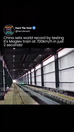 Hack The Void on Instagram: "China has set a new benchmark in ground transport with a superconducting maglev test vehicle hitting 700 km/h in just two seconds. Announced on December 25, the ton class prototype ran on a 400 meter magnetic track and stopped safely, breaking global records. Using superconducting electromagnets cooled near absolute zero, the system achieves near 1G acceleration with zero energy loss. The breakthrough could power future hyperloop style travel, aerospace testing, and 