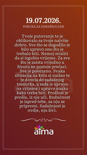 ATMA Poruka dana 19.7.2026.