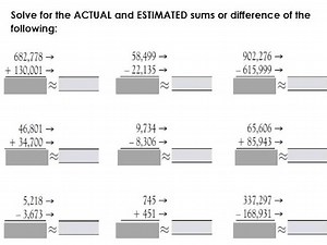 Solve for the ACTUAL and ESTIMATED sums or difference of the fo... | Filo