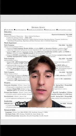 PERFECT Software Engineer Resume 📝#shorts #shortsfeed