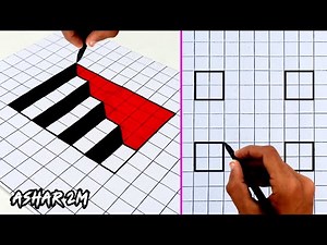 Easiest 3D Drawing Tricks on Graph Paper | How to Draw 3D on Graph | Graph Paper 3D Drawings #3d