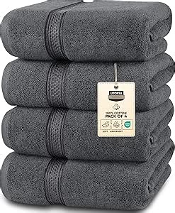 Utopia Towels 4 Pack Premium Bath Towels Set, 27 by 54 Inches, 100% Ring Spun Cotton 600GSM, Lightweight and Highly Absorbent Quick Drying Towels, Perfect for Daily Use, Grey