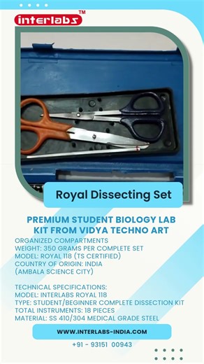 Royal 118 Dissecting Set | Student Biology Dissection Kit | Export Quality Lab Equipment