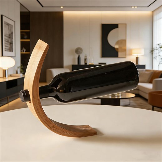 Floating Bamboo Bottle Stand - Gravity Balancing Rack for Modern Home Decor & Housewarming - Etsy Australia
