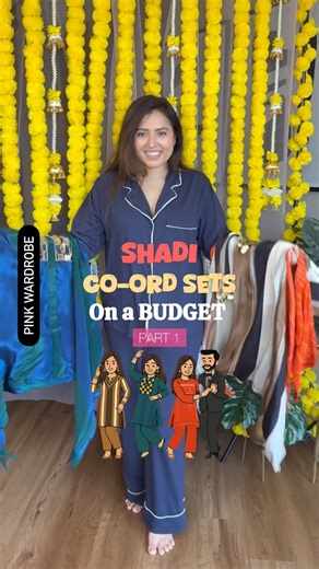 Pink Wardrobe®️ on Instagram: "Introducing our budget-friendly Crepe Silk Co-ordinated Sets — a stunning trio crafted for effortless festive and wedding styling. Each top features intricate neckline work detailing, designed to elevate your look with premium finishing. Two sets come in bold stripe prints, exquisitely embellished on the neckline and paired with smart plazo pants for a sleek, modern fit. The third option features a tail-cut silhouette in a beautiful Bandhej print, adorned with mirr