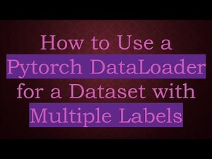 How to Use a Pytorch DataLoader for a Dataset with Multiple Labels