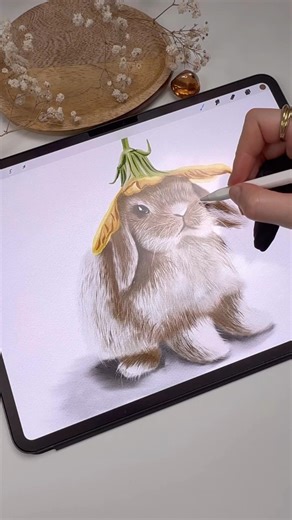 Drawing in Procreate - Digital Watercolor Cute Bunny #shorts #procreate #drawing #watercolor #art