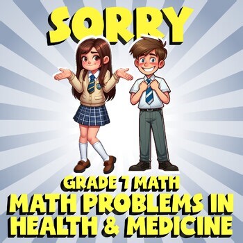 Math Problems in Health & Medicine SORRY Math Game - No Prep Grade 7 Review