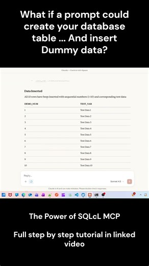 Prompt → Table + Data | SQLcl MCP + Claude + Oracle 26ai database #oracle26ai #oracledatabase #sqlcl