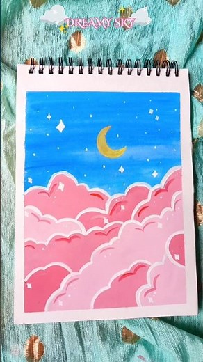 Asthetic Dreamy sky vibes 🌙✨☁️....... #diy #art #acrylic #penting #easy #dreamy sky #ideas #clouds