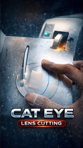 How To Cutting Cat Eye Shape Lens | Blue Cut Lens Cutting Satisfying Process