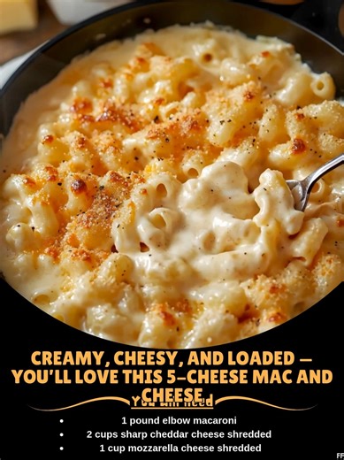 Ultimate ⛱ 5-Cheese Mac and Cheese! ✨ Ultra-rich and creamy baked mac and cheese featuring five delicious cheeses for the ultimate comfort food experience. Ingredients: 1 lb elbow macaroni 2 cups sharp cheddar cheese, shredded ..... Full Recipe in Coʍmеոτ 💬 🌠 | Tasty Recipes