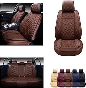 OASIS AUTO Car Seat Covers Accessories Rear Only Premium Nappa Leather Cushion Protector Universal Fit for Most Cars SUV Pick-up Truck, Automotive Vehicle Auto Interior Décor (OS-009 Brown)