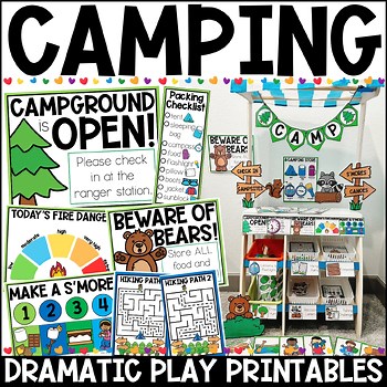 Camping Dramatic Play Printables, Centers, Camp Site Theme Labels and Crafts