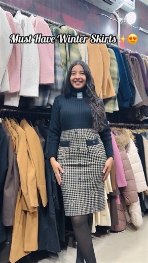 Paras Tuteja | KittKatt Casuals | Women’s Fashion on Instagram: "Must have trendy and fashionable winter skirts😍🔥 Free size skirts fits upto 34 waist | Order Now 8168414499/9896357674 Follow @outfitsbykittkatt for more beautiful outfits🩷 [ women skirts, skirts, winter skirts, winter wear, order now, party wear outfit, clothing store ] #kittkattcasuals #womensfashion #skirts #fashionista"