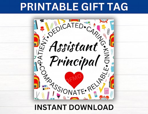 Assistant Principal Week Printable Gift Tag, Assistant Principal Week, Assistant Principal Gift, Vice Principal Appreciation, Principal Gift - Etsy