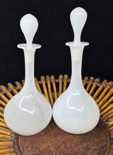 Vintage Italian Opaline Glass Decanter Set White Empoli Hand Blown MCM Barware Collectible - Etsy
