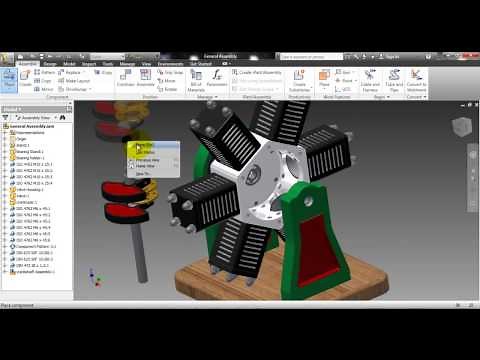 Autodesk Inventor 2012 6 cylinder radial engine tutorial pt13