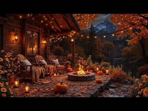 Cozy Fall Night Ambience 🍁 Fireplace Crackle with Smooth Jazz Music for Relaxation & Sleep