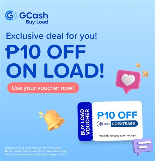 135 reactions · 8 comments | May FREE P10 load voucher ka! Use it upon availing any Globe Prepaid promos in GCash! No minimum spend required, kaya mag-load na with GCash! | GCash | Facebook