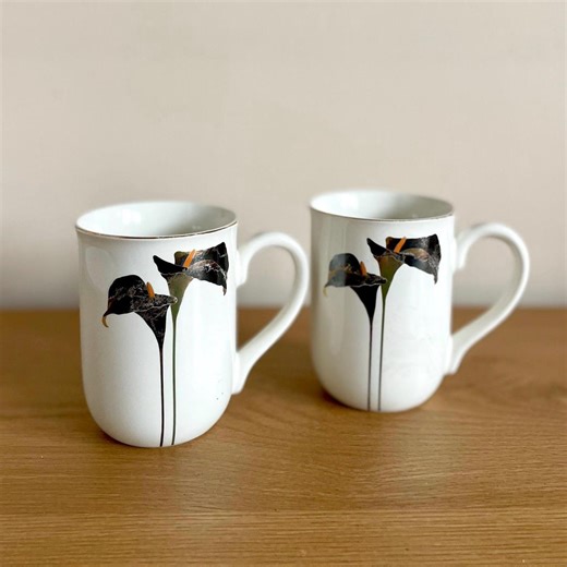 Vintage Midcentury Mugs - Calla Lily Pattern, Made in Japan (set of 2) - Etsy
