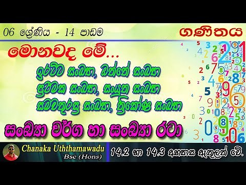 maths - Grade 6 - 14 th lesson - සංඛ්‍යා වර්ග හා සංඛ්‍යා රටා -sinhala medium