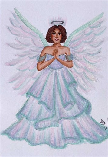 Northern Lights Inspired Angel Illustration Process