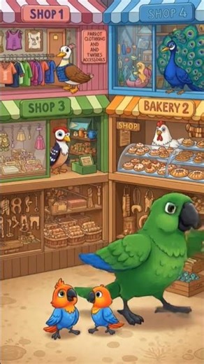 Parrot shopping Time Cartoon | #dreamscreenai #cartoon #birds