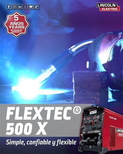 ¿Necesitas potencia, confiabilidad y compatibilidad? 🔧 La Flextec® 500X lo tiene todo: múltiples opciones de comunicación para trabajar con la mayoría de los alimentadores de alambre de Lincoln Electric, ideal para diferentes aplicaciones y procesos de soldadura. ⚡ Una máquina robusta, lista para tu operación… ¡y ahora con 5 años de garantía! 📲 Más información aquí: bit.ly/Flextec500X Contacta a nuestros expertos: https://bit.ly/MultiprocesosMx_Form #LincolnElectric #SoldaduraProfesional #Flex