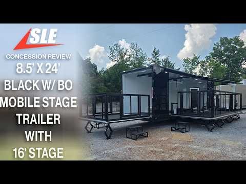 8.5' x 24' Black Mobile Stage Trailer with 16' Stage Review